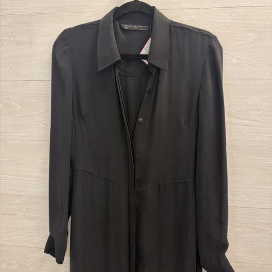 Peruvian Connection Black 100% Silk Unlined Long Sleeve Button Front Maxi Dress 4
