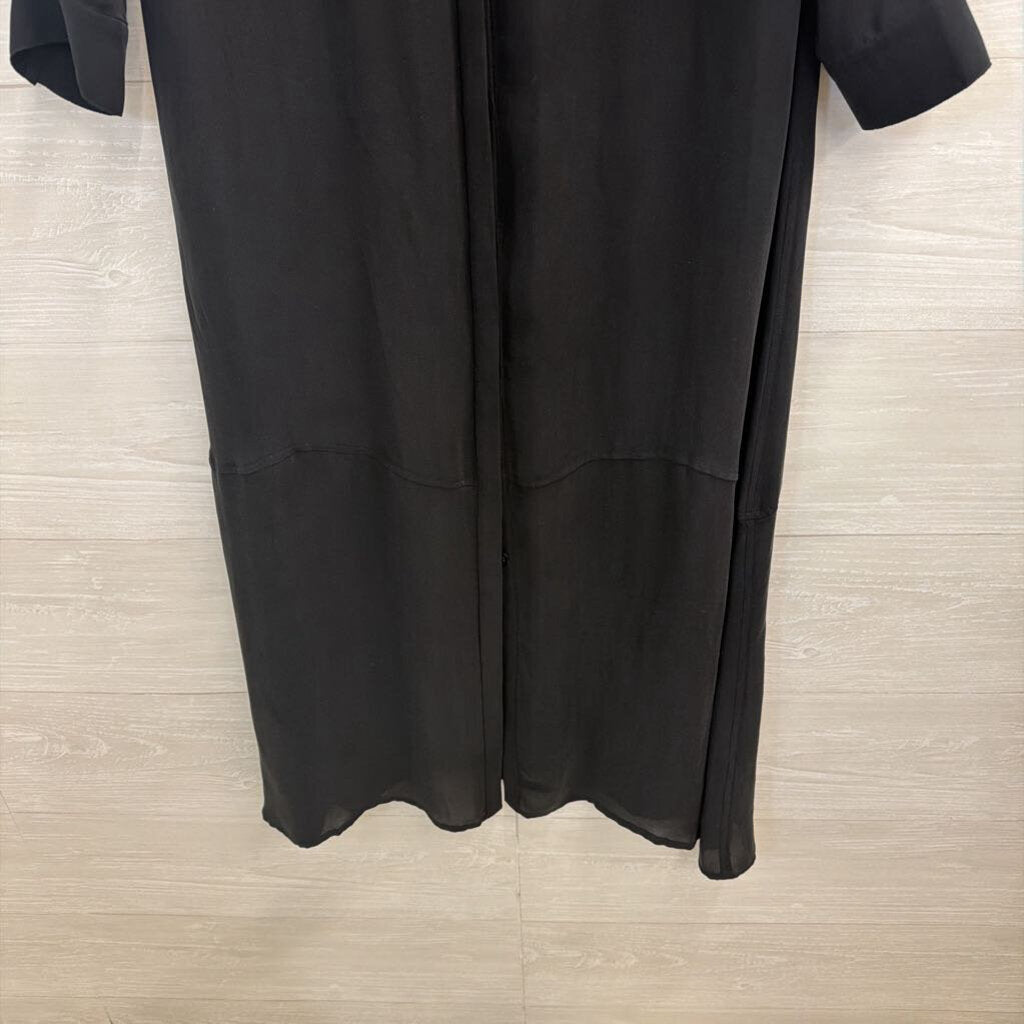 Peruvian Connection Black 100% Silk Unlined Long Sleeve Button Front Maxi Dress 4