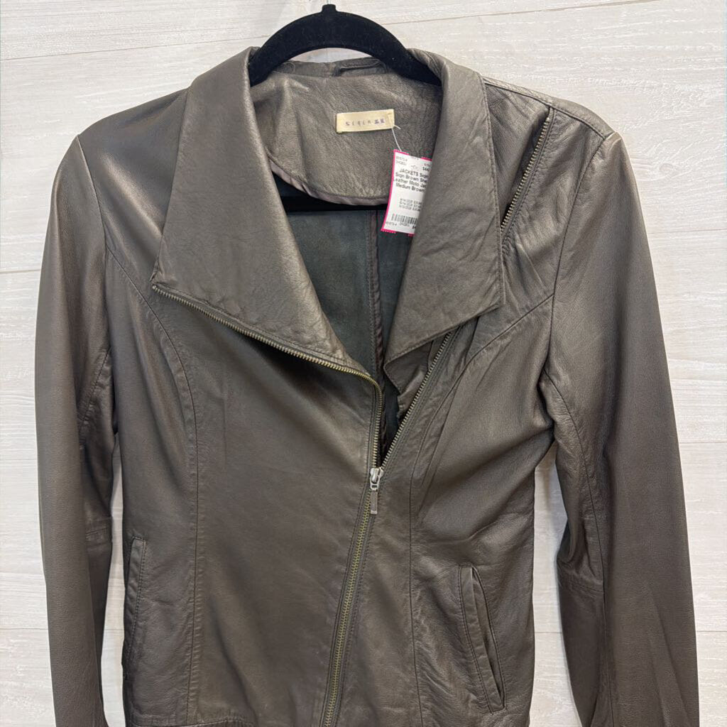 Siqin Brown Sheep Leather Moto Jacket Medium