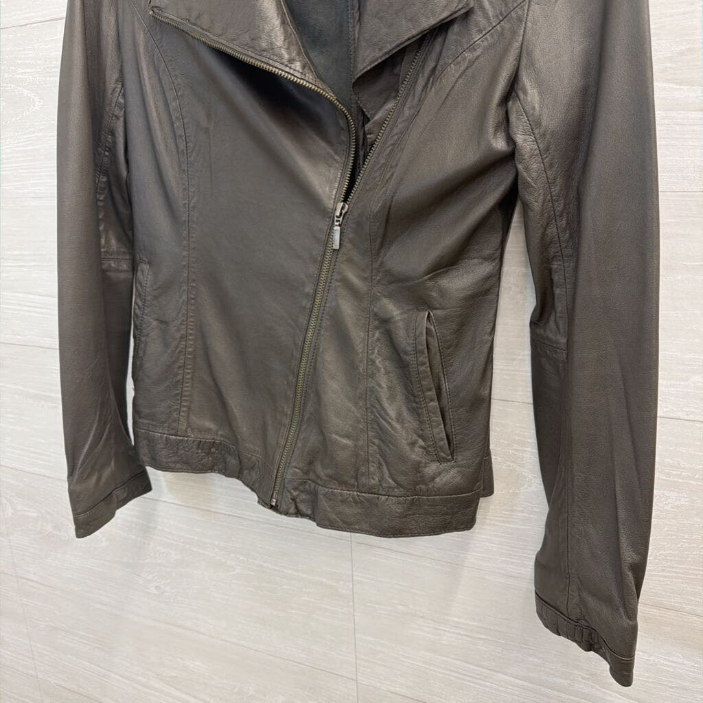 Siqin Brown Sheep Leather Moto Jacket Medium
