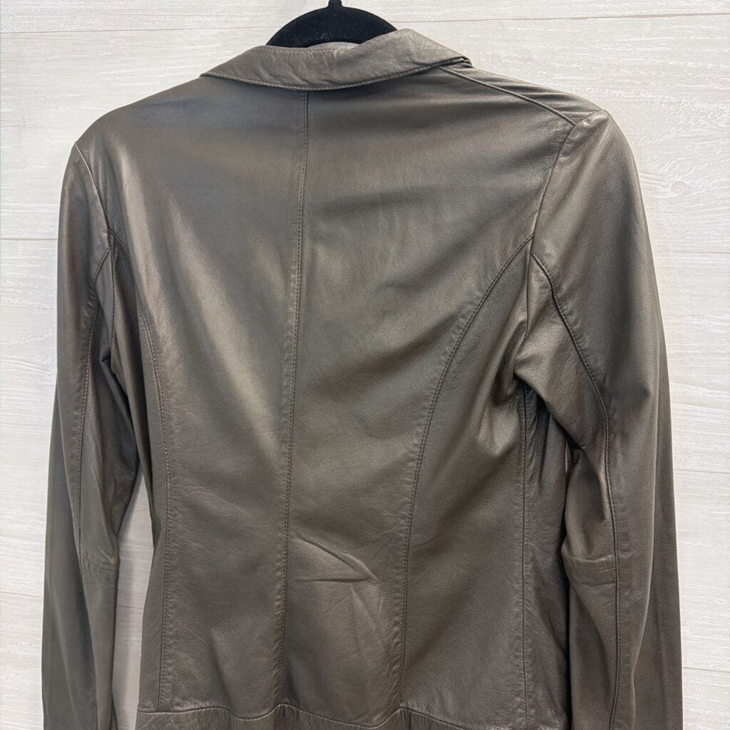 Siqin Brown Sheep Leather Moto Jacket Medium