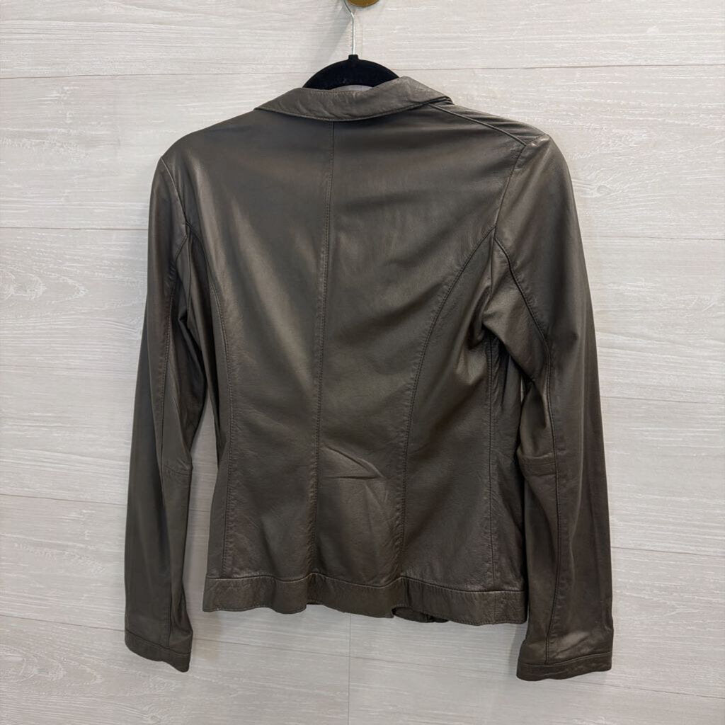 Siqin Brown Sheep Leather Moto Jacket Medium