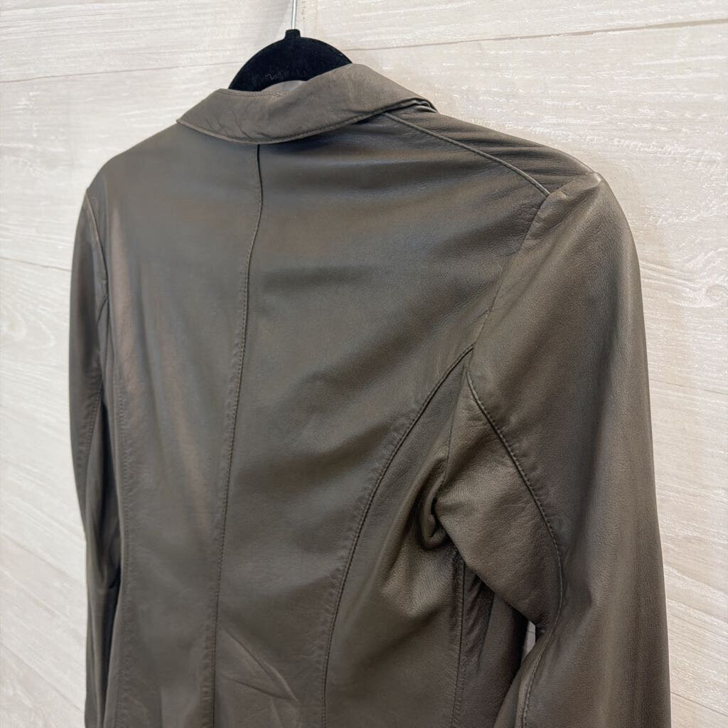 Siqin Brown Sheep Leather Moto Jacket Medium