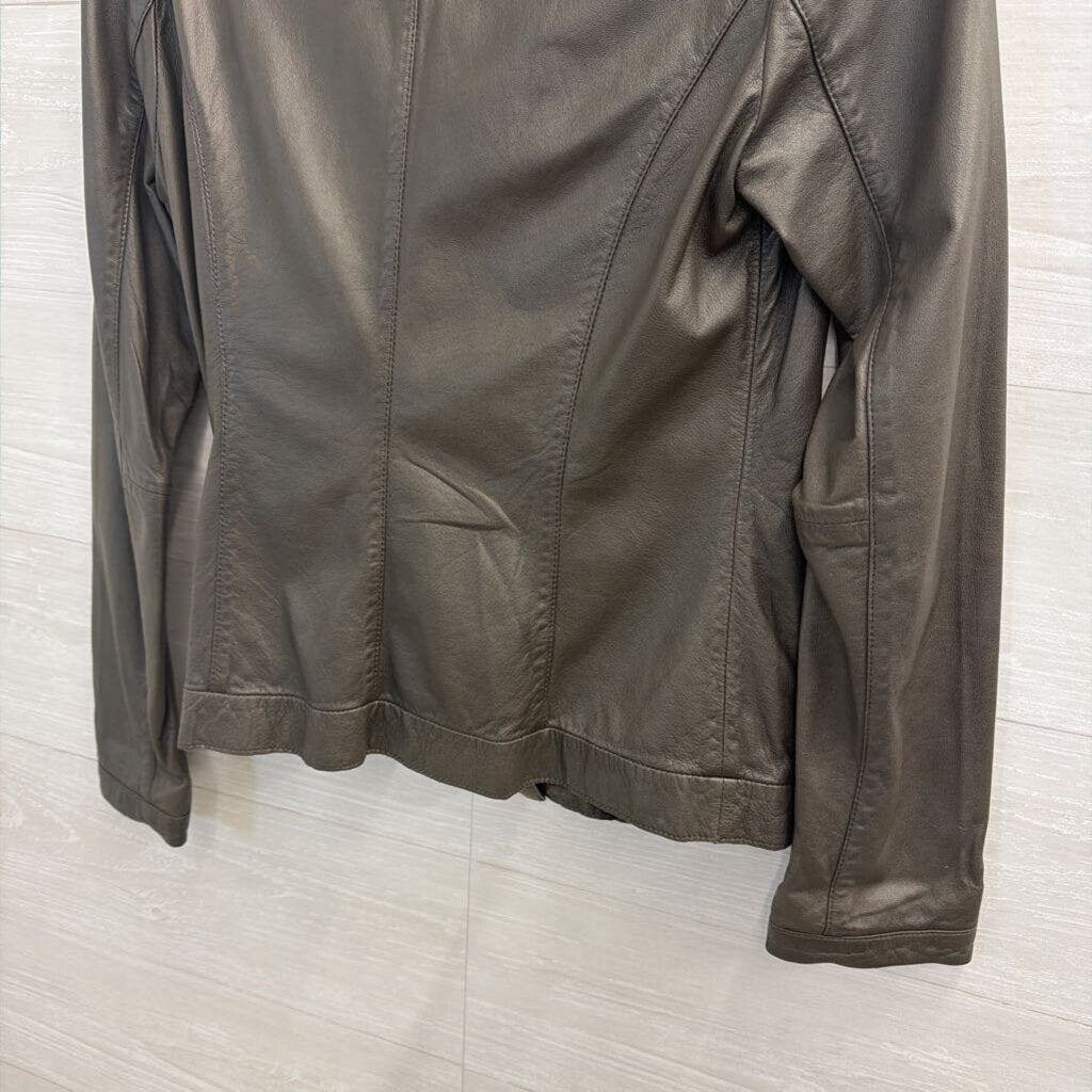 Siqin Brown Sheep Leather Moto Jacket Medium