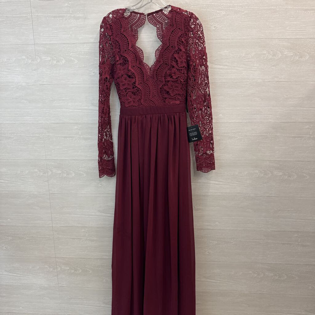 Lulus Burgundy Lace Long Sleeve Top Long Formal Small