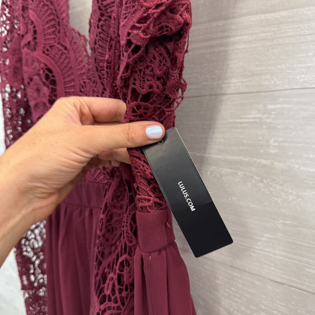 Lulus Burgundy Lace Long Sleeve Top Long Formal Small