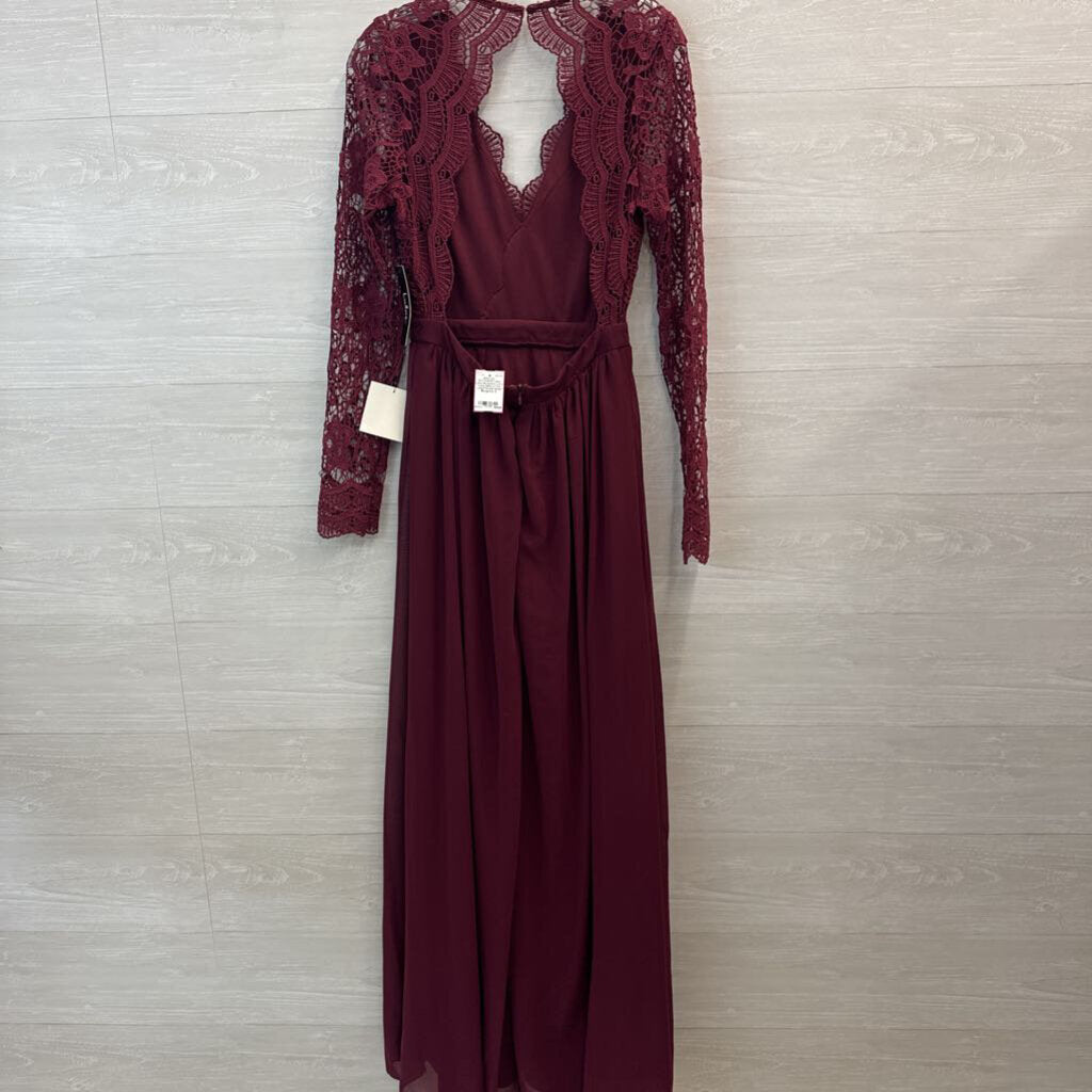 Lulus Burgundy Lace Long Sleeve Top Long Formal Small