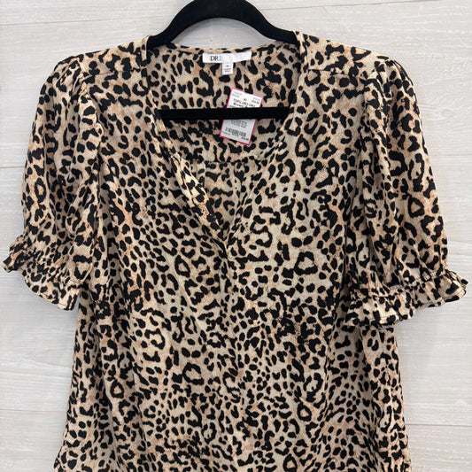 DR2 Brown/ Black Leopard Print Short Sleeve Top Medium