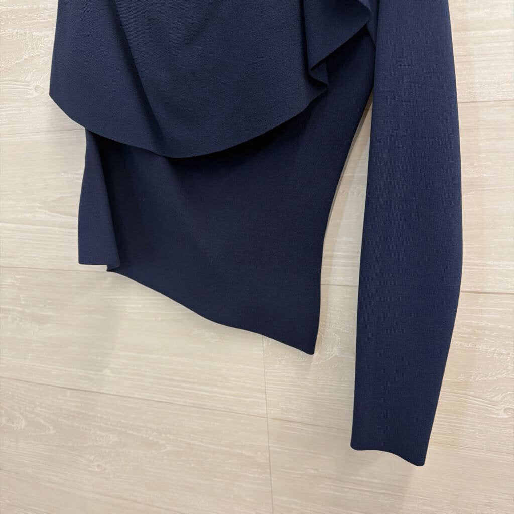 Milly Navy One Shoulder Long Sleeve Top Small