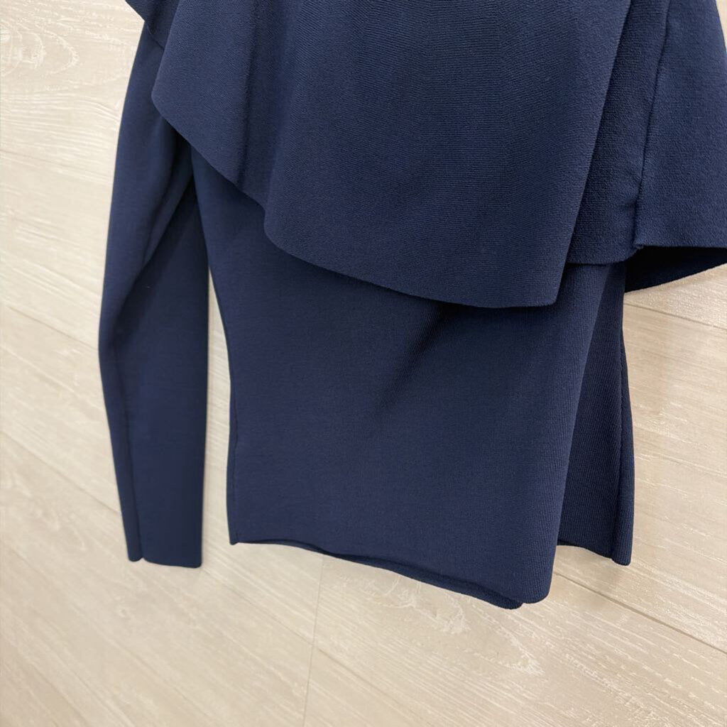 Milly Navy One Shoulder Long Sleeve Top Small