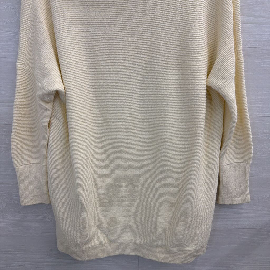 Free People Cream Ribbed Long Sleeve Mock Neck Sweater Top Small