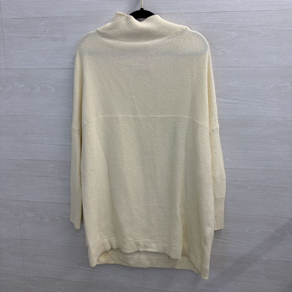 Free People Cream Ribbed Long Sleeve Mock Neck Sweater Top Small