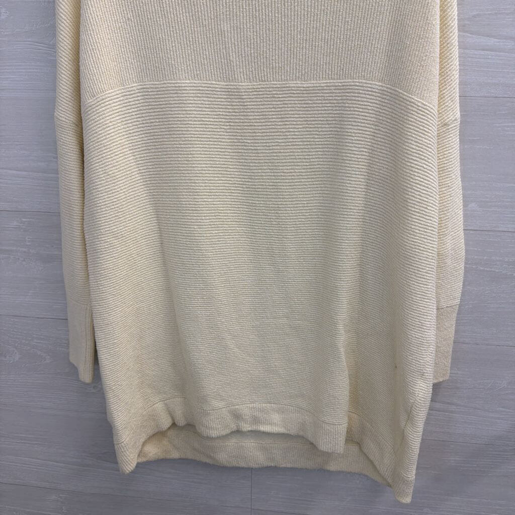 Free People Cream Ribbed Long Sleeve Mock Neck Sweater Top Small