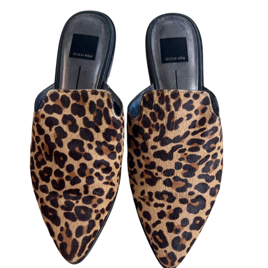 Dolce Vita Brown/ Black Leopard Print Calf Hair Point Toe Mules 8