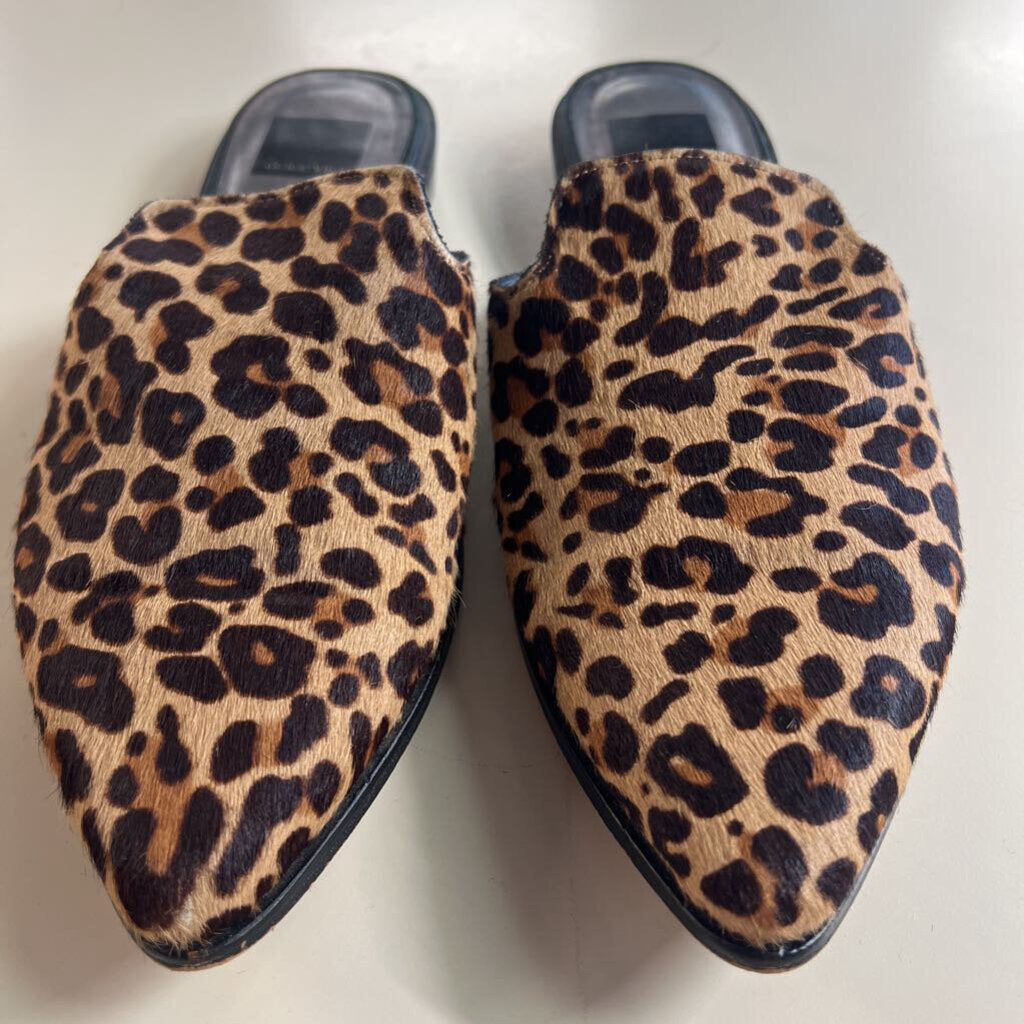 Dolce Vita Brown/ Black Leopard Print Calf Hair Point Toe Mules 8