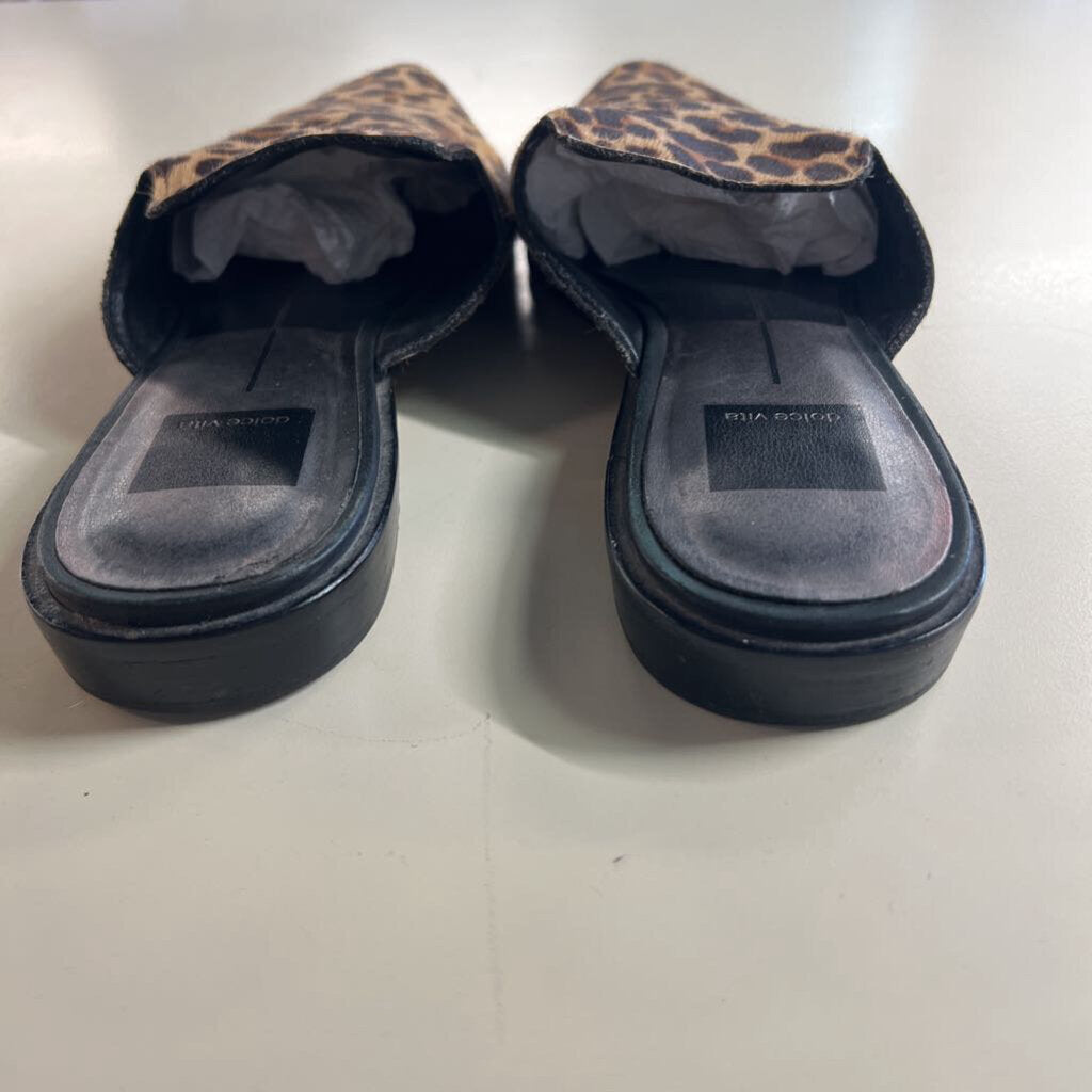 Dolce Vita Brown/ Black Leopard Print Calf Hair Point Toe Mules 8