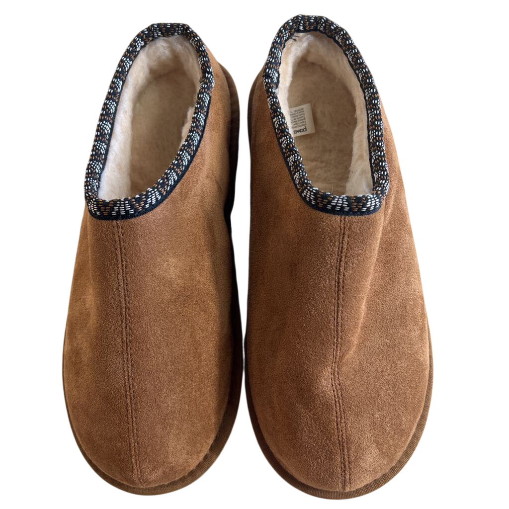 Pawz Brown Suede Platform Clog Slippers 9