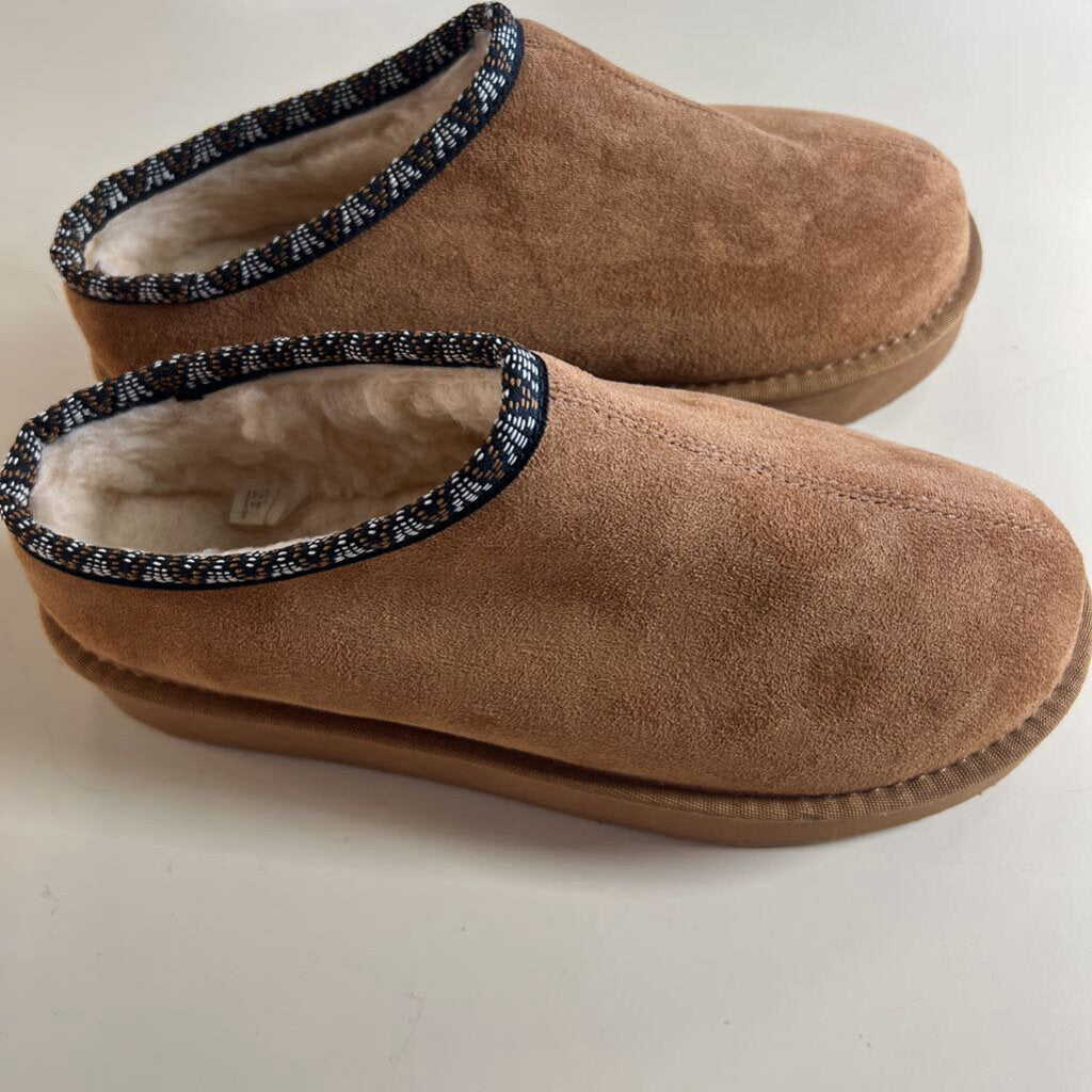 Pawz Brown Suede Platform Clog Slippers 9