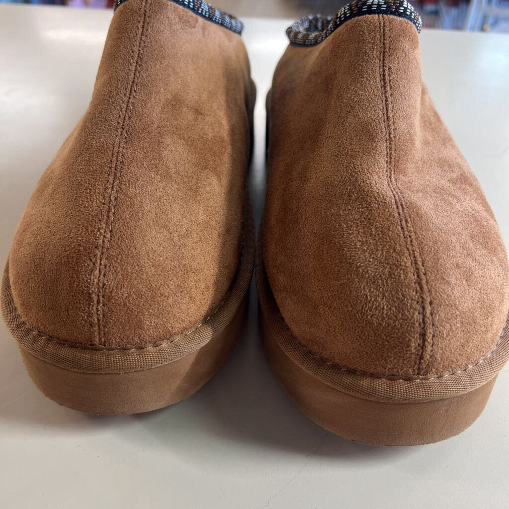 Pawz Brown Suede Platform Clog Slippers 9