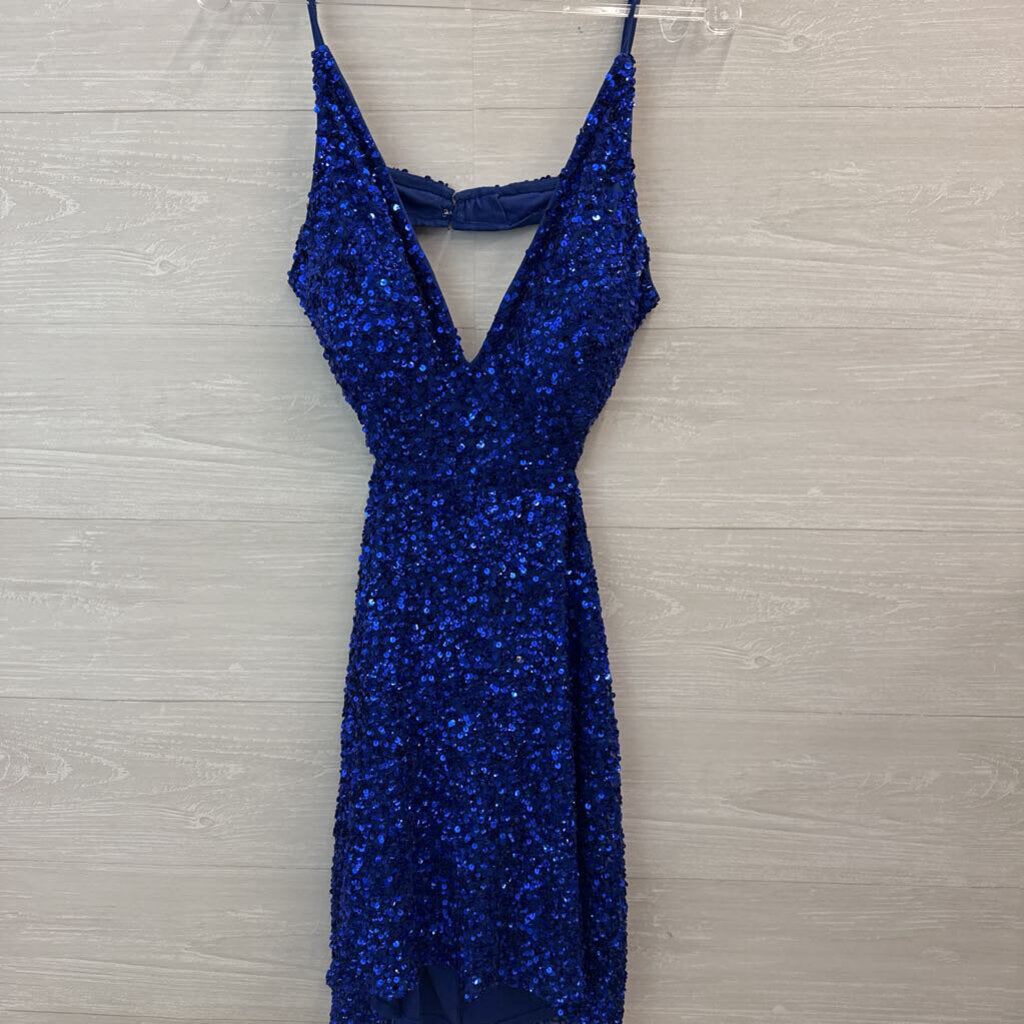Chandalier Blue Sequin Short Formal Dress 8