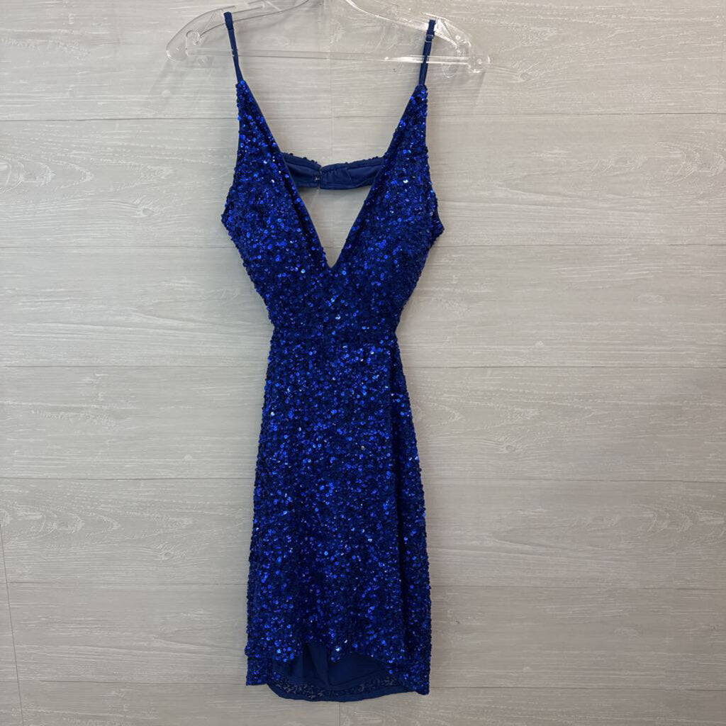 Chandalier Blue Sequin Short Formal Dress 8