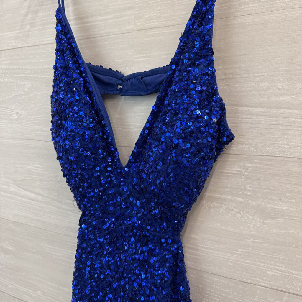 Chandalier Blue Sequin Short Formal Dress 8