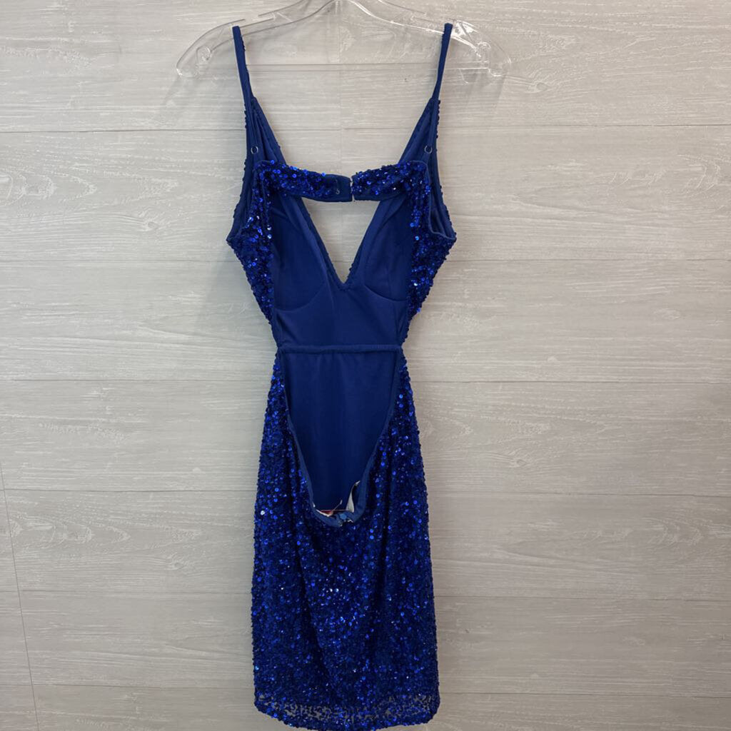 Chandalier Blue Sequin Short Formal Dress 8