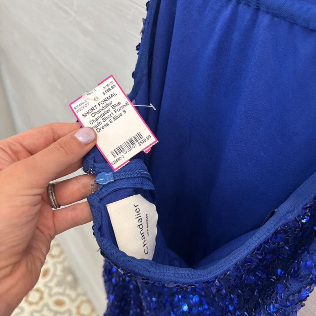 Chandalier Blue Sequin Short Formal Dress 8