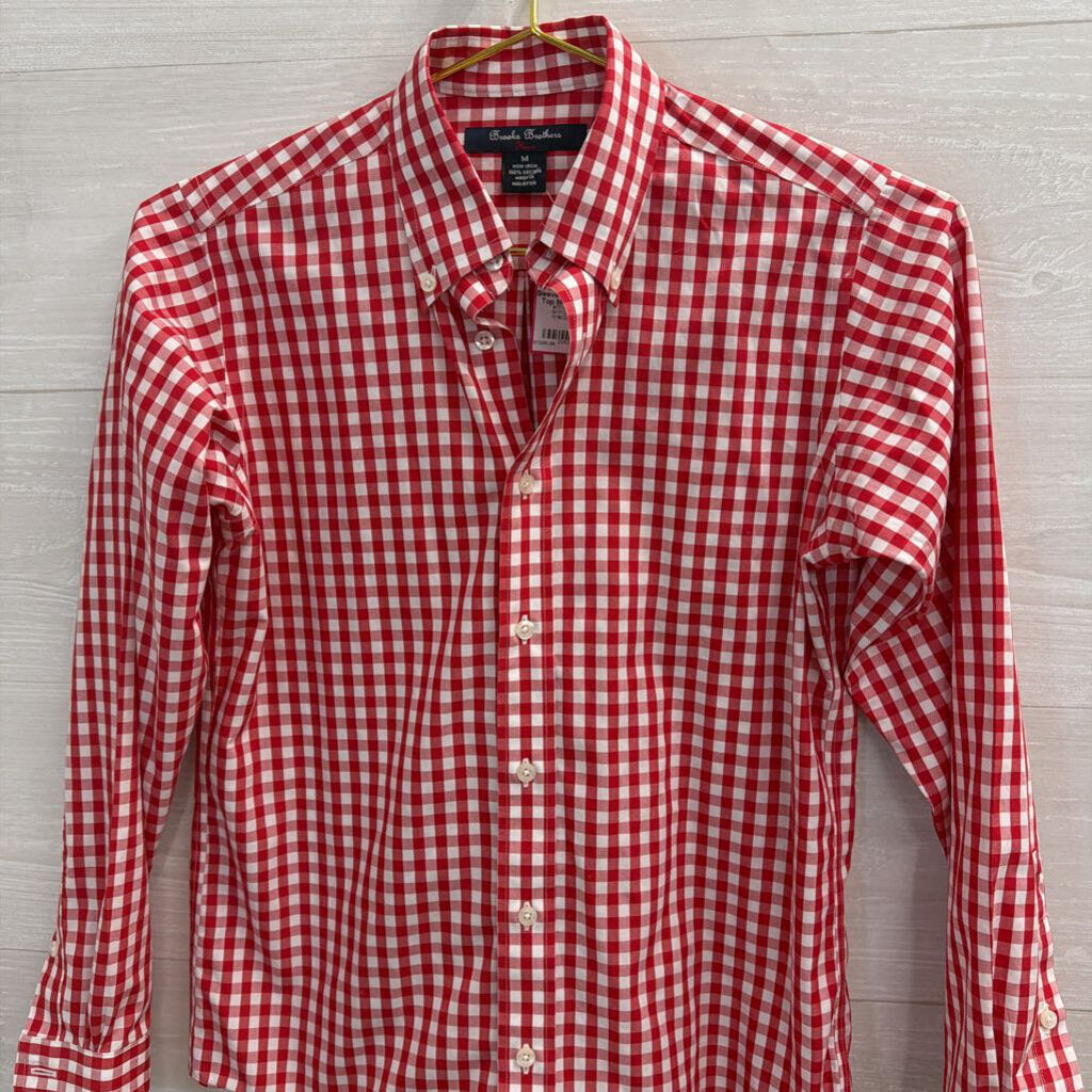 Brooks Brothers Red/ White Gingham Long Sleeve Button Down Top Medium