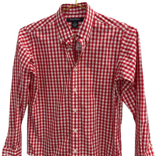 Brooks Brothers Red/ White Gingham Long Sleeve Button Down Top Medium