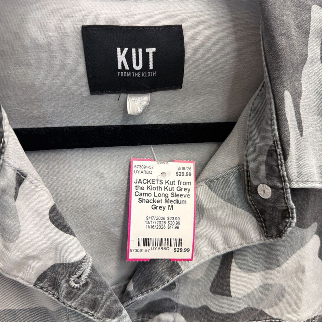 Kut Grey Camo Long Sleeve Shacket Medium