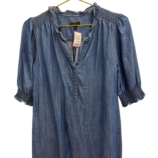 Talbots Blue Chambray Short Puff Sleeve Dress Medium