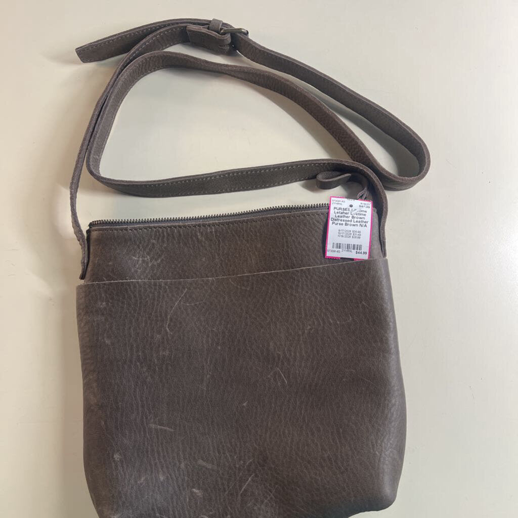 Lifetime Leather Brown Distressed Leather Purse