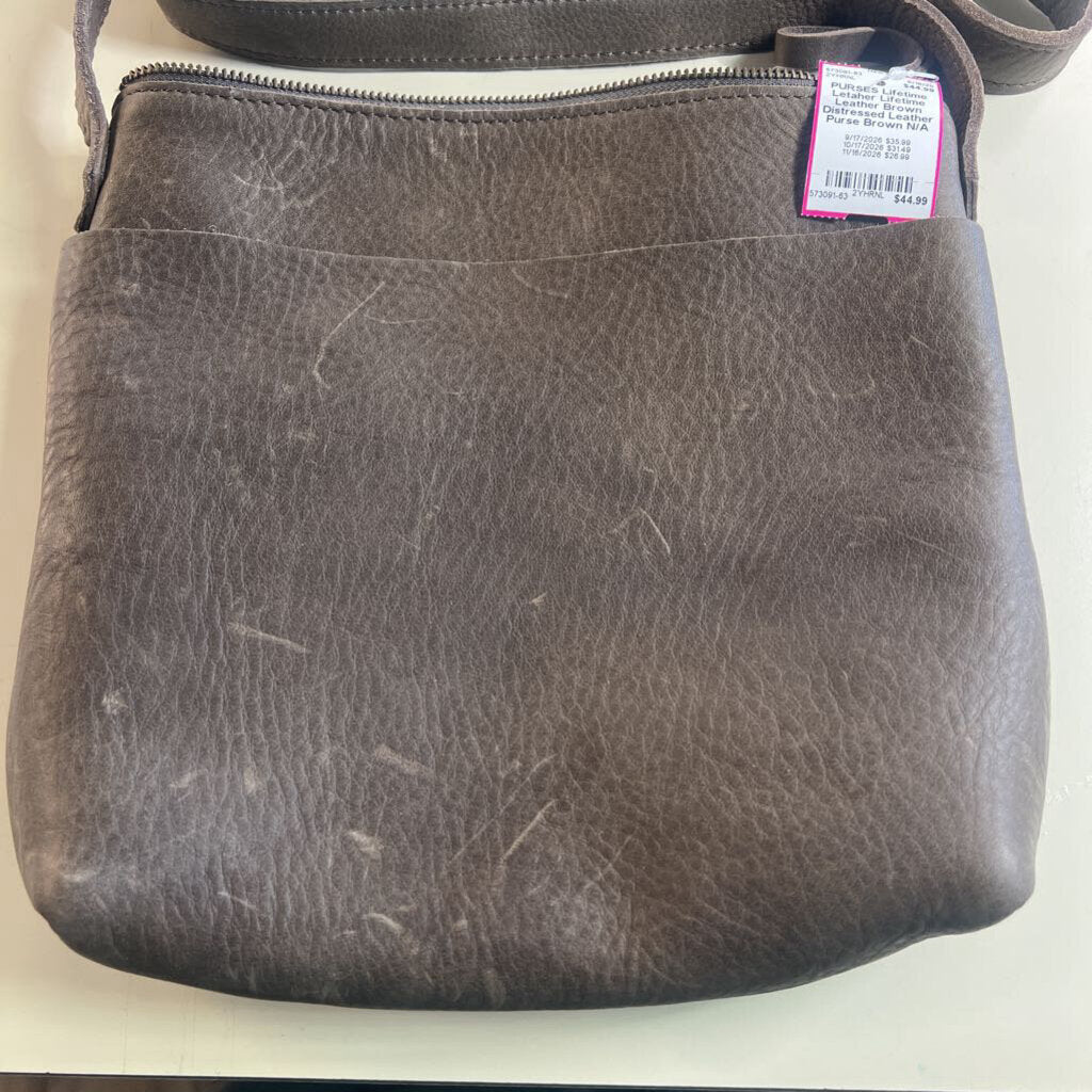 Lifetime Leather Brown Distressed Leather Purse