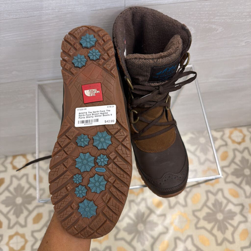The North Face Brown Nuptse Purna Shorty Winter Boots 9