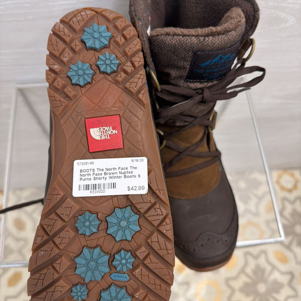 The North Face Brown Nuptse Purna Shorty Winter Boots 9
