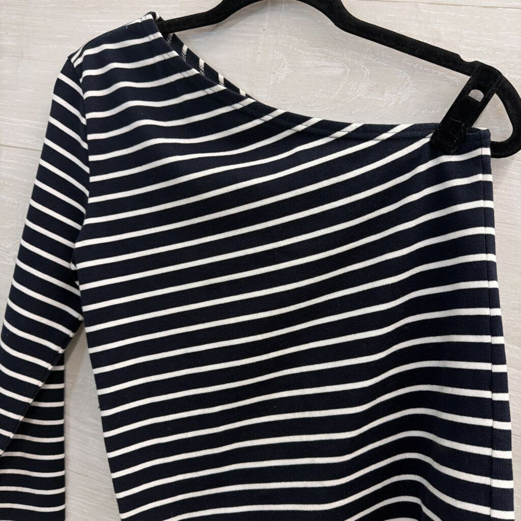 Rails Navy/ White Striped One Shoulder Long Sleeve Top Extra Small