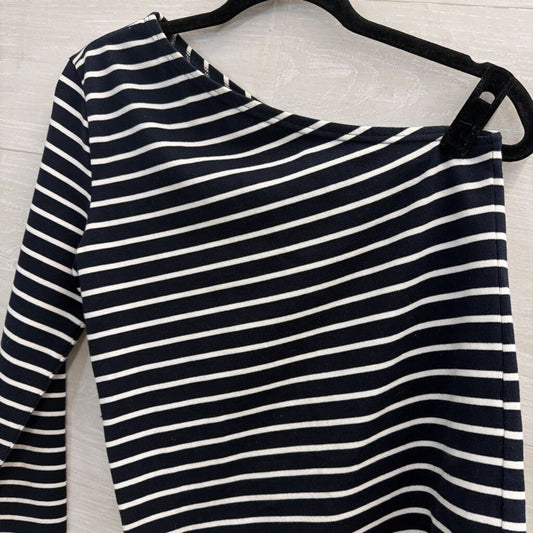 Rails Navy/ White Striped One Shoulder Long Sleeve Top Extra Small