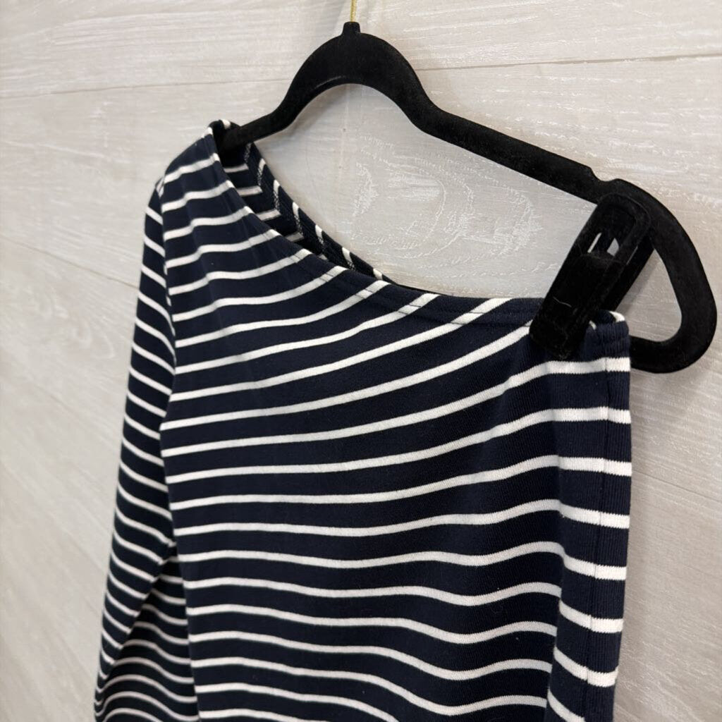 Rails Navy/ White Striped One Shoulder Long Sleeve Top Extra Small