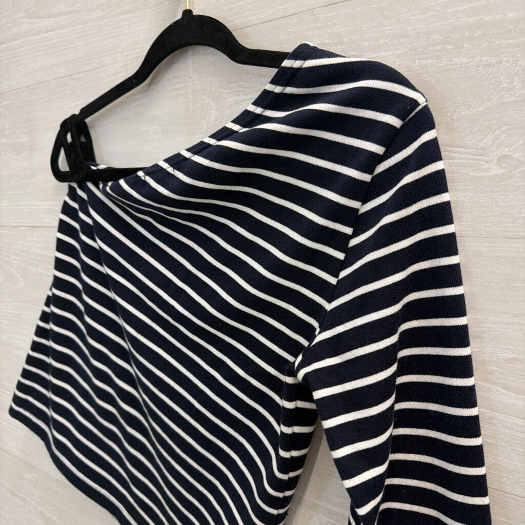 Rails Navy/ White Striped One Shoulder Long Sleeve Top Extra Small