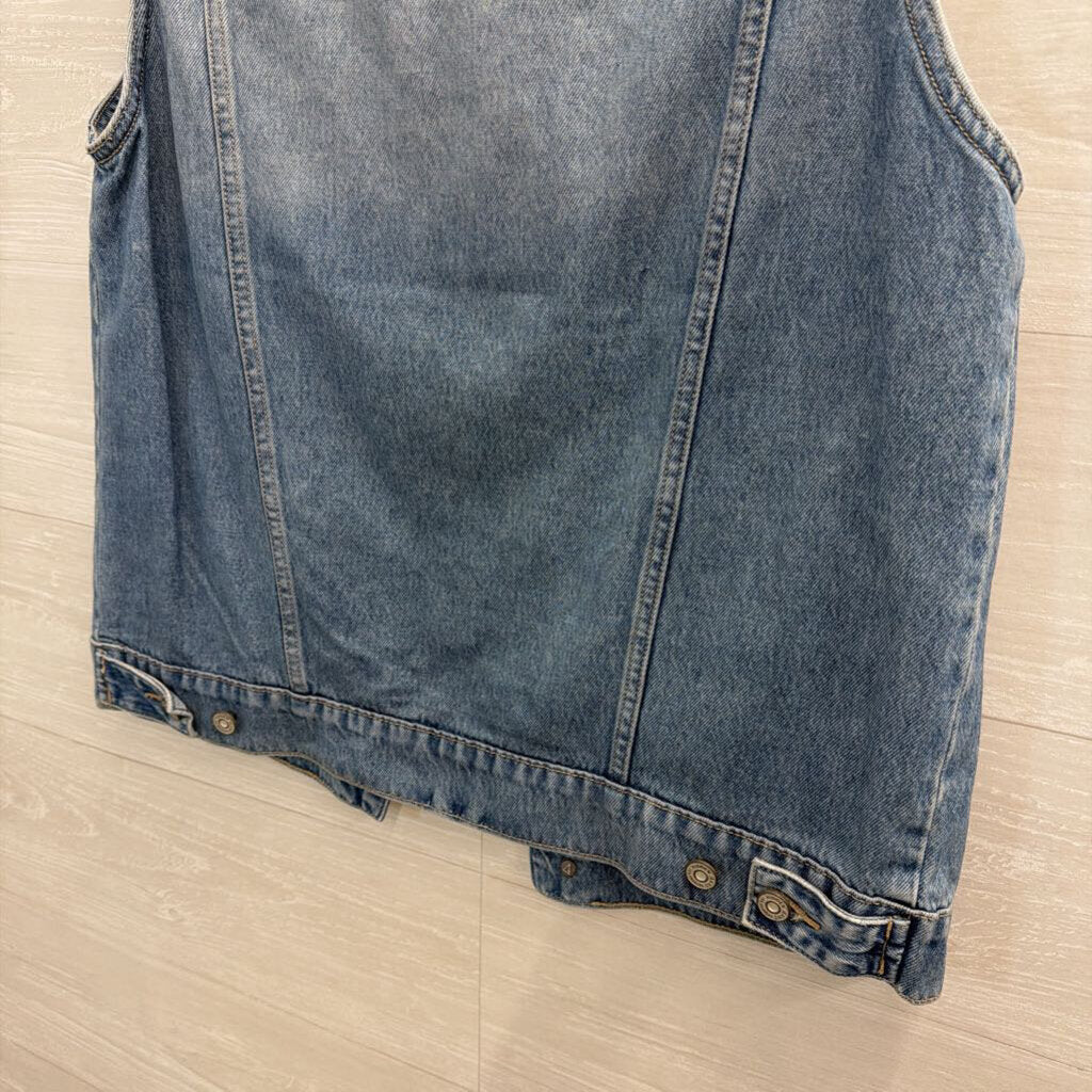 Hidden Light Wash Denim Cargo Vest Top Extra Small