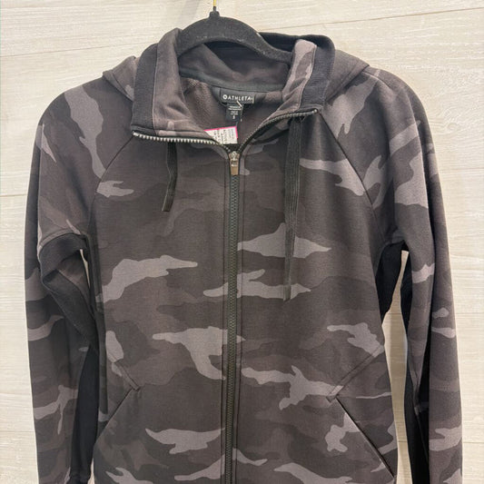 Athleta Black Camo Print Zip Up Hooded Jacket Small