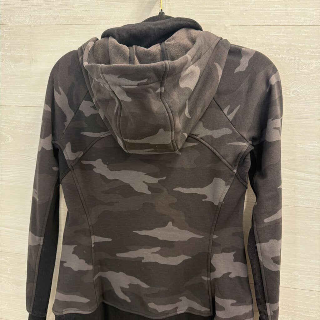 Athleta Black Camo Print Zip Up Hooded Jacket Small