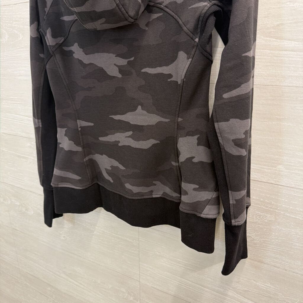 Athleta Black Camo Print Zip Up Hooded Jacket Small
