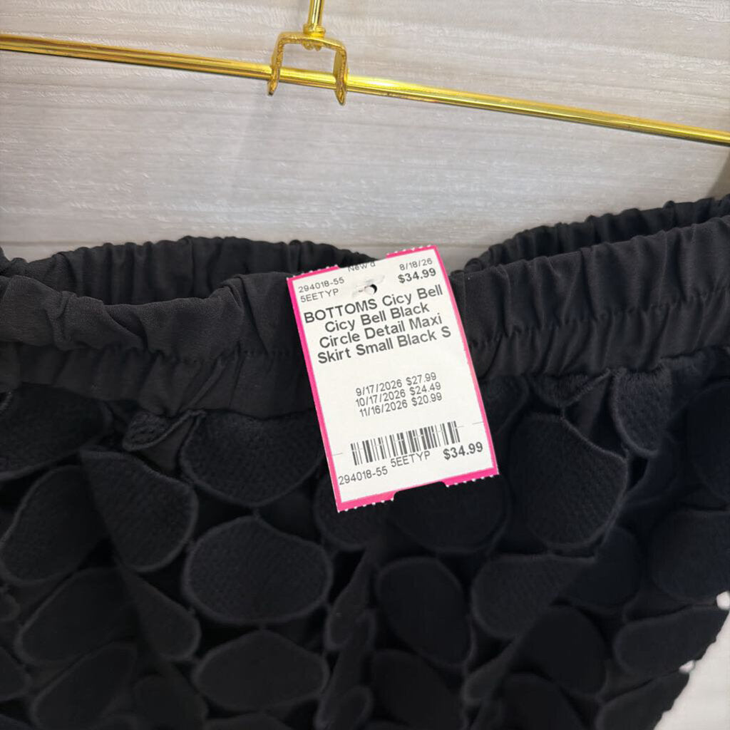Cicy Bell Black Circle Detail Maxi Skirt Small