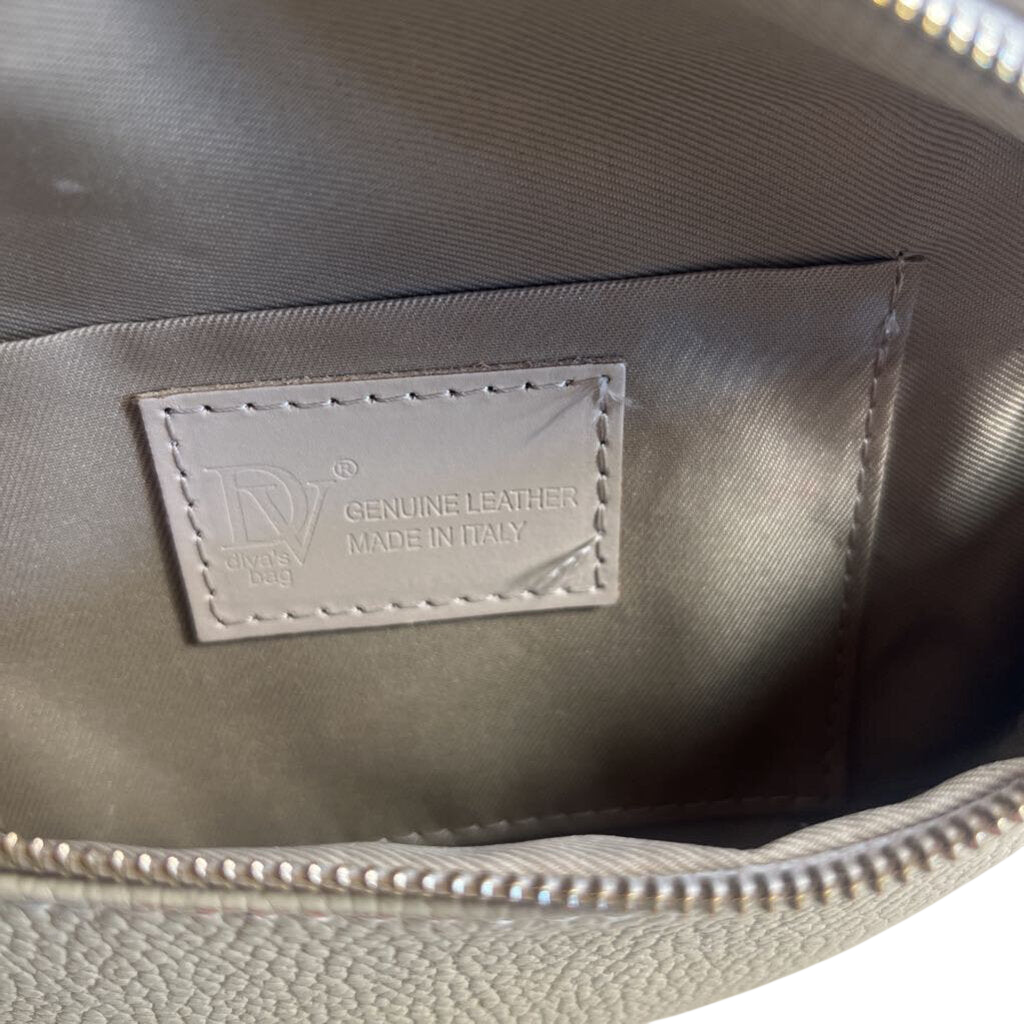 Diva's Bag Cream Pebbled Leather Sling Crossbody Purse