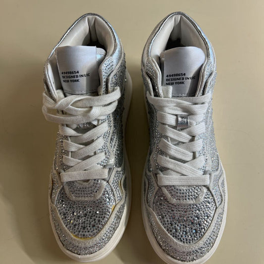 Steve Madden Silver/ White Evans R High Top Embellished Sneakers 6