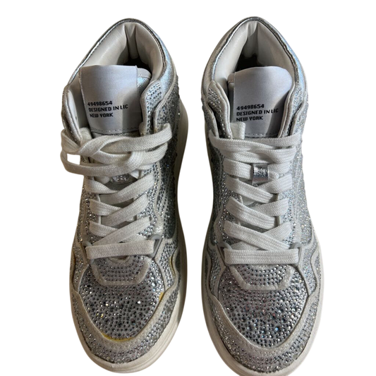 Steve Madden Silver/ White Evans R High Top Embellished Sneakers 6
