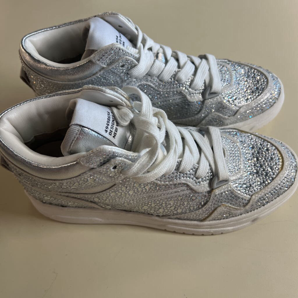 Steve Madden Silver/ White Evans R High Top Embellished Sneakers 6