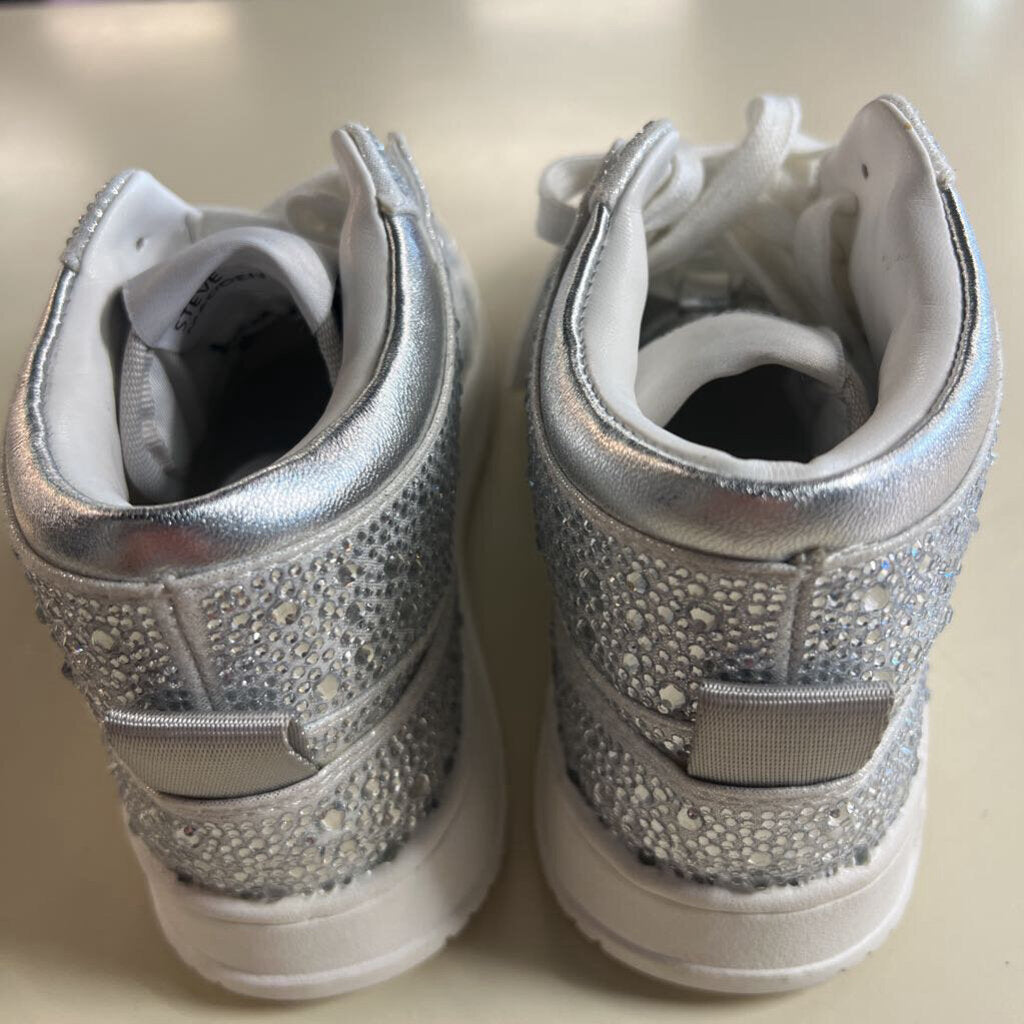 Steve Madden Silver/ White Evans R High Top Embellished Sneakers 6